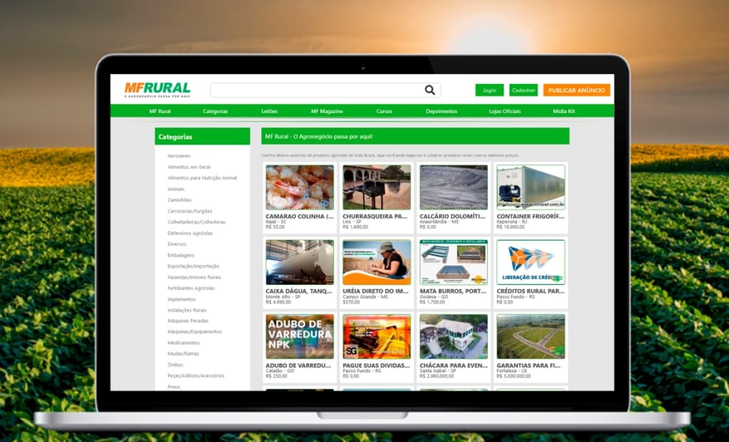 Tela do site MF Rural
