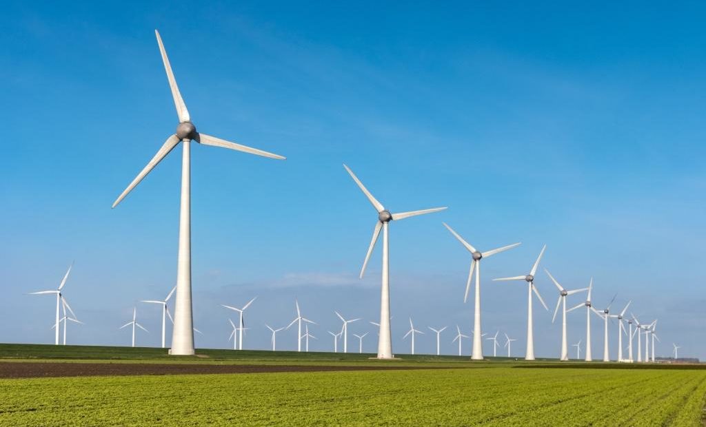 Fazenda consorciada com cultura e energia eólica