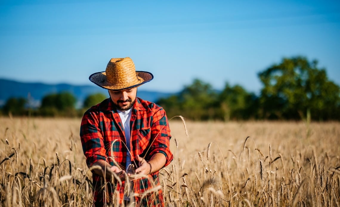 Agricultor que trabalha com commodities