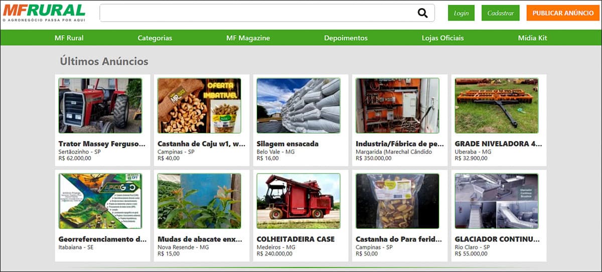 Plataforma de  marketplace agora com o carrossel de anúncios