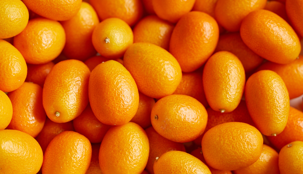 Laranjas kinkan umas em cima das outras. Todas apresentam formato oval e cor laranja vívida.