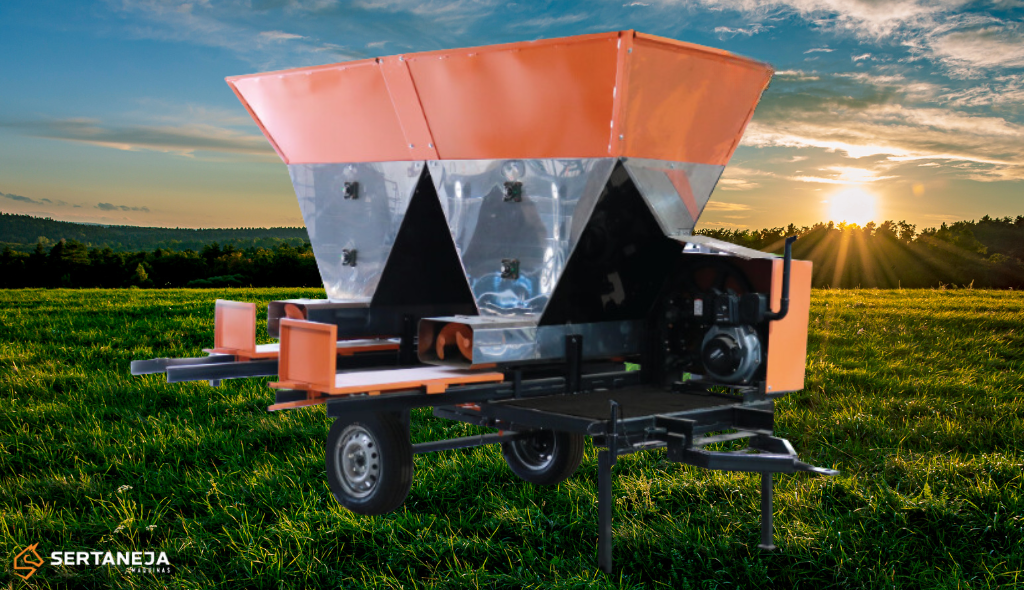 Máquina ensacadora e compactadora de silagem Diamond Inox Dupla da Sertaneja com dupla saída