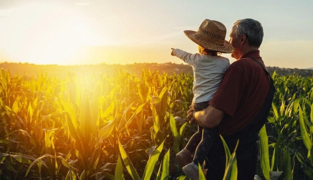 Pai e filho olhando para o horizonte